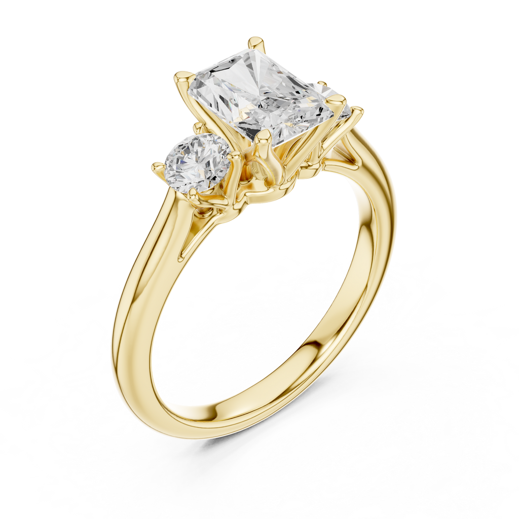 Radiant Cut Three Stone Diamond Engagement Ring