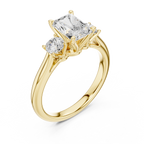 Radiant Cut Three Stone Diamond Engagement Ring