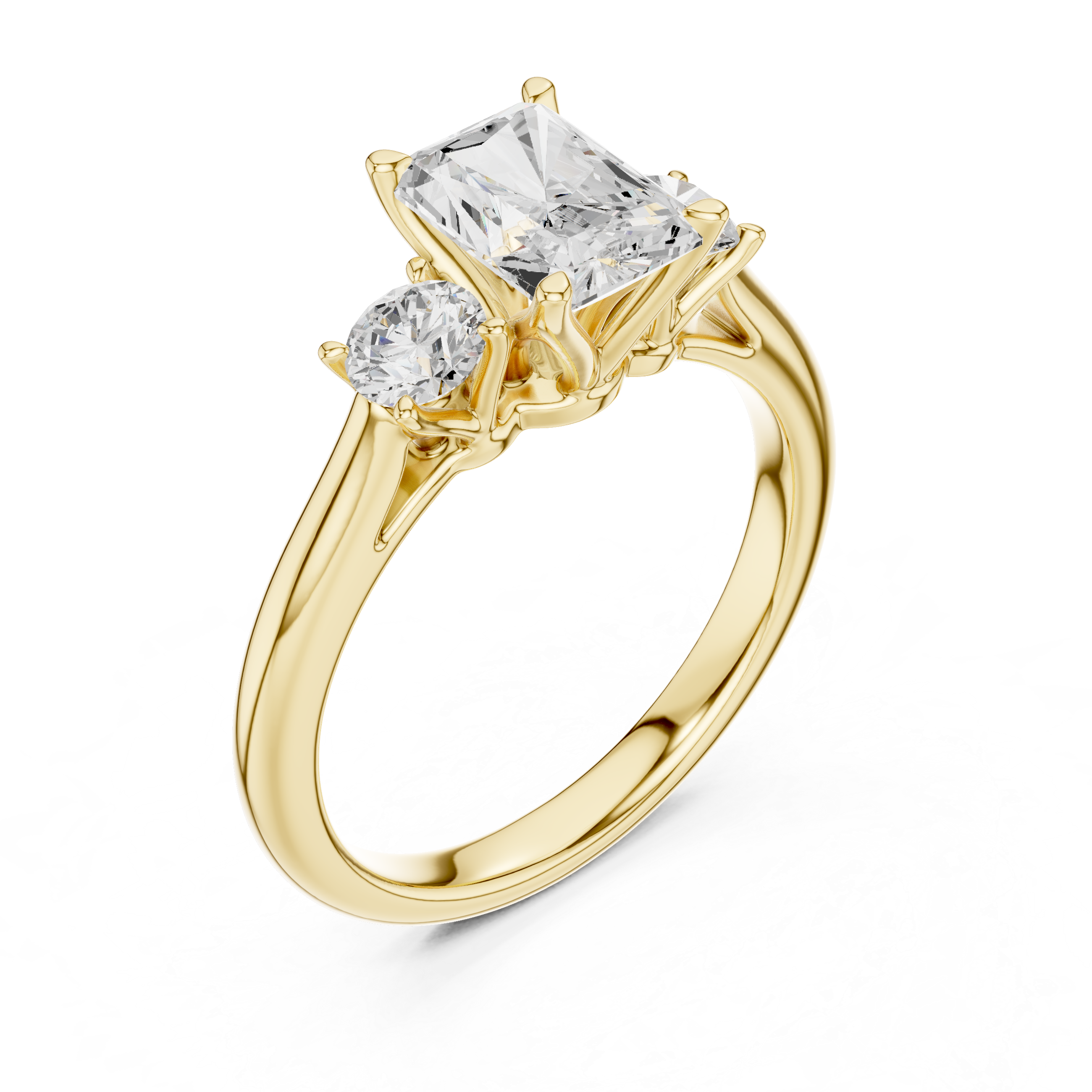 Radiant Cut Three Stone Diamond Engagement Ring