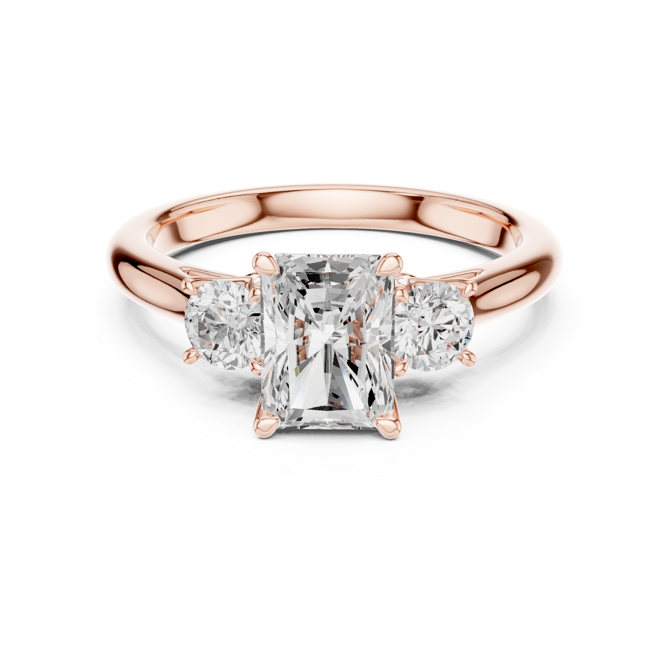 Radiant Cut Three Stone Diamond Engagement Ring