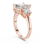 Asscher Cut Three Stone Diamond Engagement Ring