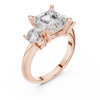 Asscher Cut Three Stone Diamond Engagement Ring