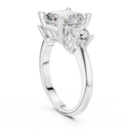 Asscher Cut Three Stone Diamond Engagement Ring