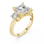 Asscher Cut Three Stone Diamond Engagement Ring