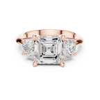Asscher Cut Three Stone Diamond Engagement Ring