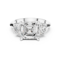 Asscher Cut Three Stone Diamond Engagement Ring