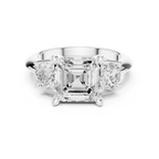 Asscher Cut Three Stone Diamond Engagement Ring