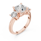 Cushion Cut Three Stone Diamond Engagement Ring