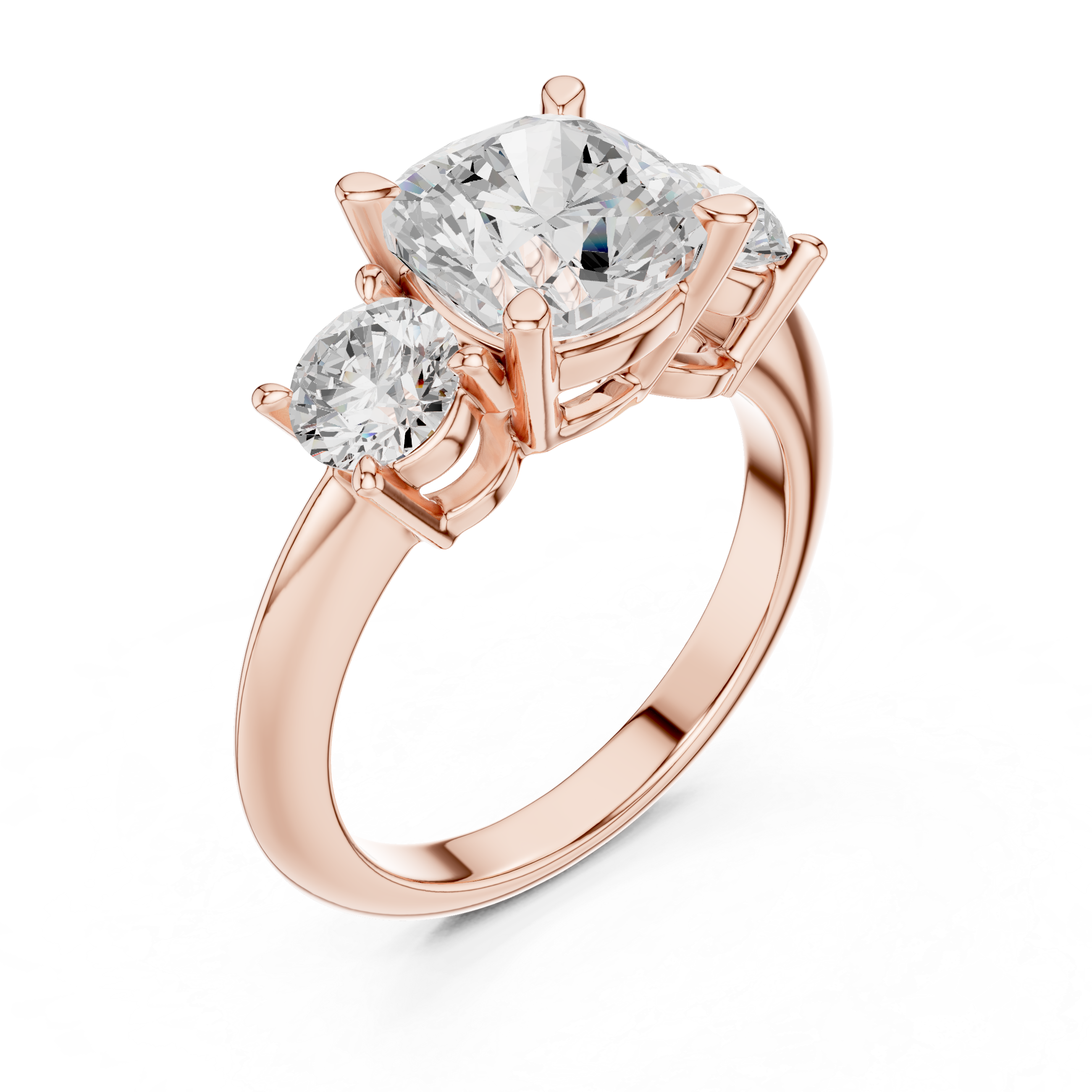 Cushion Cut Three Stone Diamond Engagement Ring