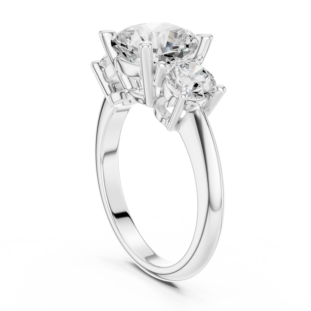 Cushion Cut Three Stone Diamond Engagement Ring
