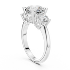 Cushion Cut Three Stone Diamond Engagement Ring