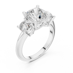 Cushion Cut Three Stone Diamond Engagement Ring