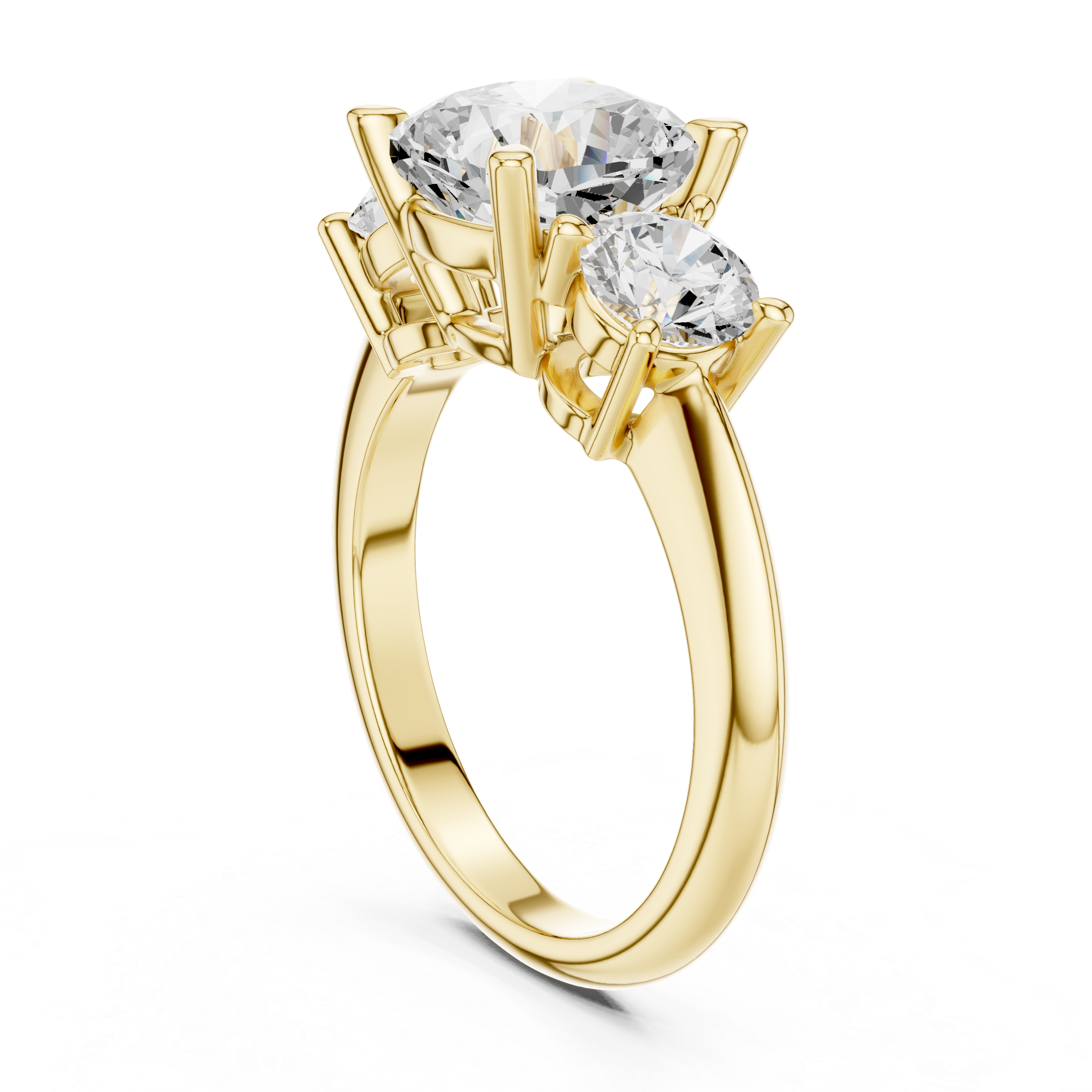 Cushion Cut Three Stone Diamond Engagement Ring