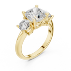 Cushion Cut Three Stone Diamond Engagement Ring