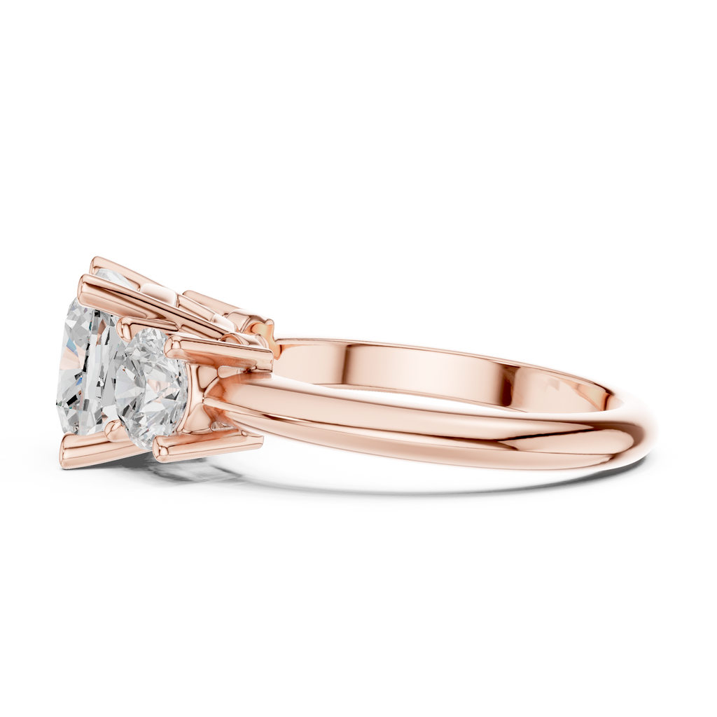 Cushion Cut Three Stone Diamond Engagement Ring