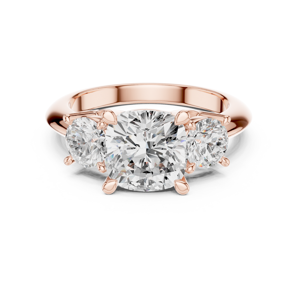 Cushion Cut Three Stone Diamond Engagement Ring