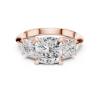 Cushion Cut Three Stone Diamond Engagement Ring