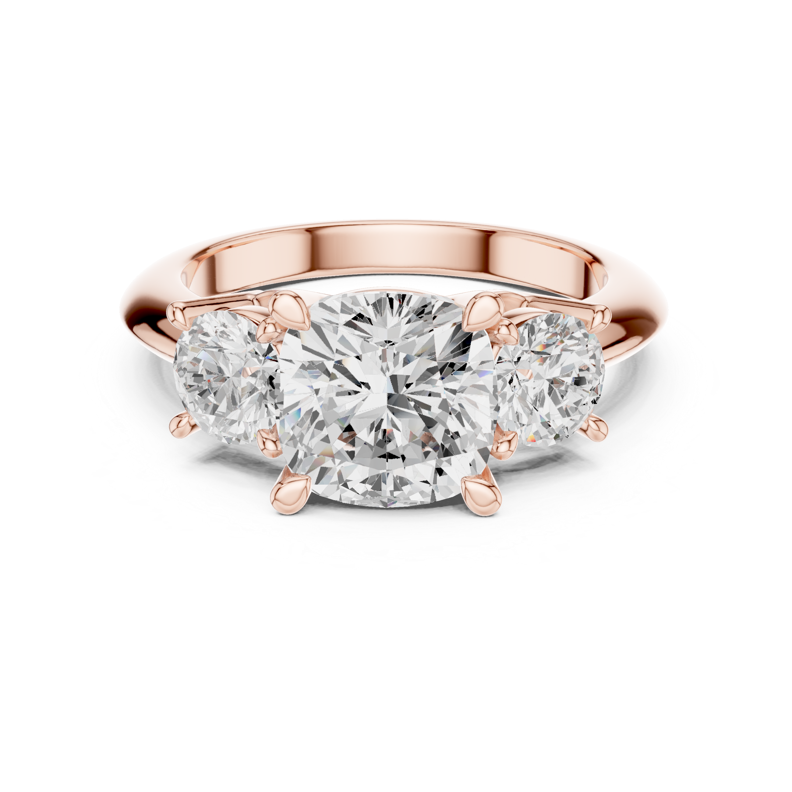 Cushion Cut Three Stone Diamond Engagement Ring