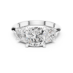 Cushion Cut Three Stone Diamond Engagement Ring