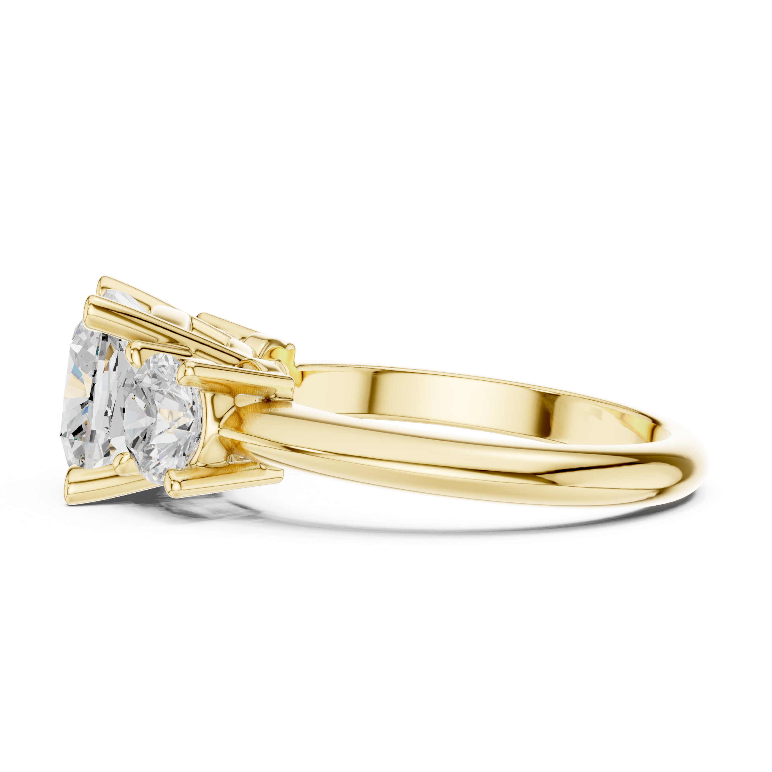 Cushion Cut Three Stone Diamond Engagement Ring