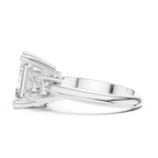 Emerald Cut Three Stone Diamond Engagement Ring with Round Side Stones