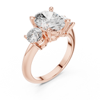 Oval Three Stone Diamond Engagement Ring with Round Side Stones