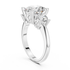 Oval Three Stone Diamond Engagement Ring with Round Side Stones