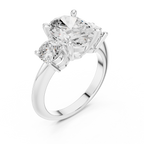 Oval Three Stone Diamond Engagement Ring with Round Side Stones