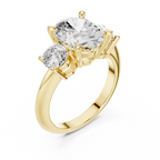 Oval Three Stone Diamond Engagement Ring with Round Side Stones