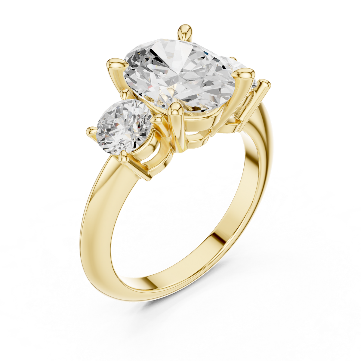 Oval Three Stone Diamond Engagement Ring with Round Side Stones – view 11 of 12, lab grown diamond ring | Jewelix Atelier