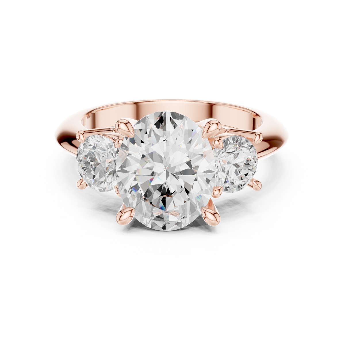Oval Three Stone Diamond Engagement Ring with Round Side Stones – view 5 of 12, lab grown diamond ring | Jewelix Atelier