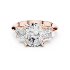 Oval Three Stone Diamond Engagement Ring with Round Side Stones