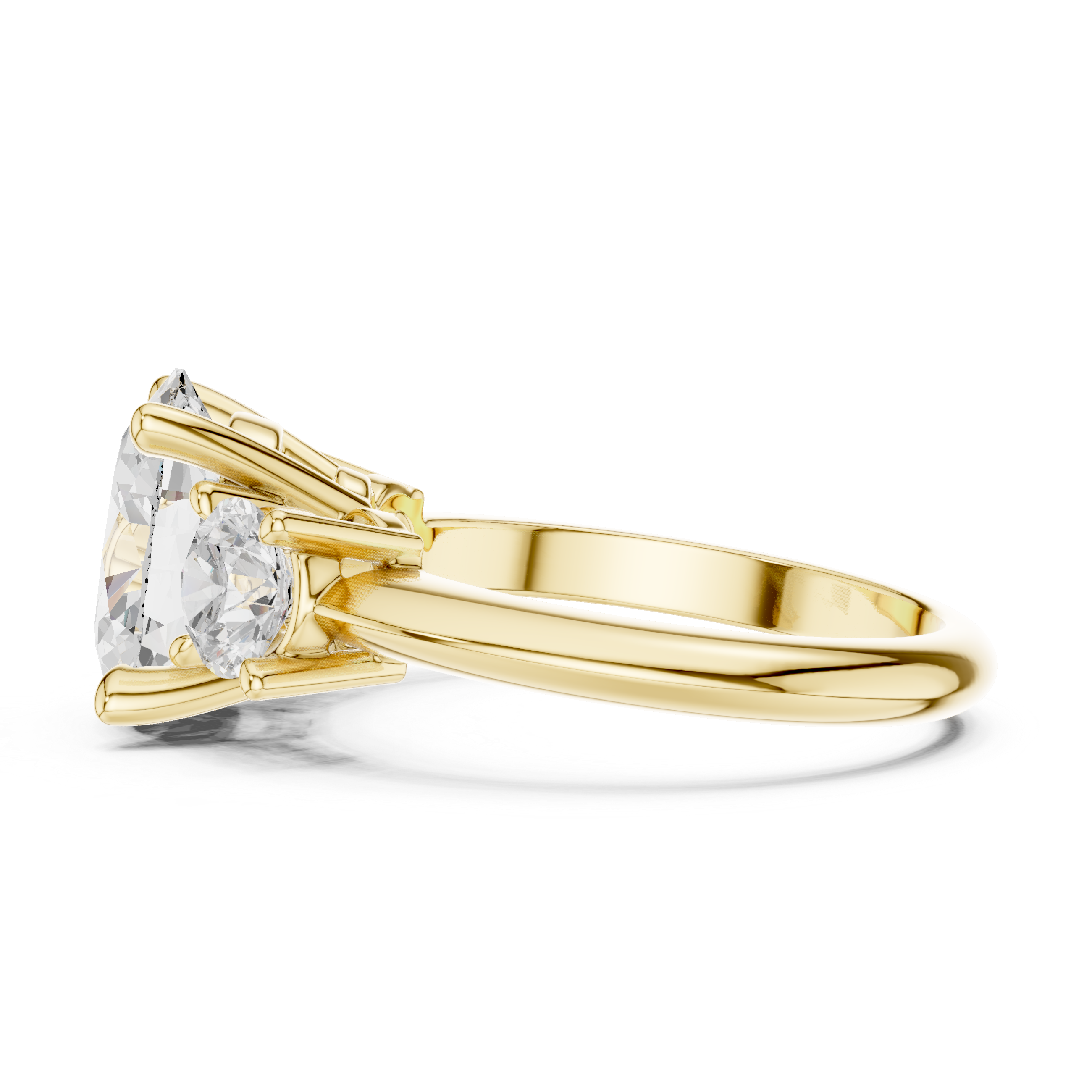 Oval Three Stone Diamond Engagement Ring with Round Side Stones