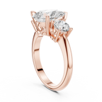 Pear Three Stone Diamond Engagement Ring with Round Side Stones