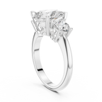 Pear Three Stone Diamond Engagement Ring with Round Side Stones