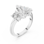 Pear Three Stone Diamond Engagement Ring with Round Side Stones