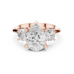 Pear Three Stone Diamond Engagement Ring with Round Side Stones
