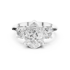 Pear Three Stone Diamond Engagement Ring with Round Side Stones