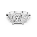 Princess Three Stone Diamond Engagement Ring with Round Side Stones