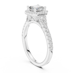 Vintage Asscher Cut Halo Engagement Ring with Pavé Band