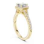 Vintage Asscher Cut Halo Engagement Ring with Pavé Band