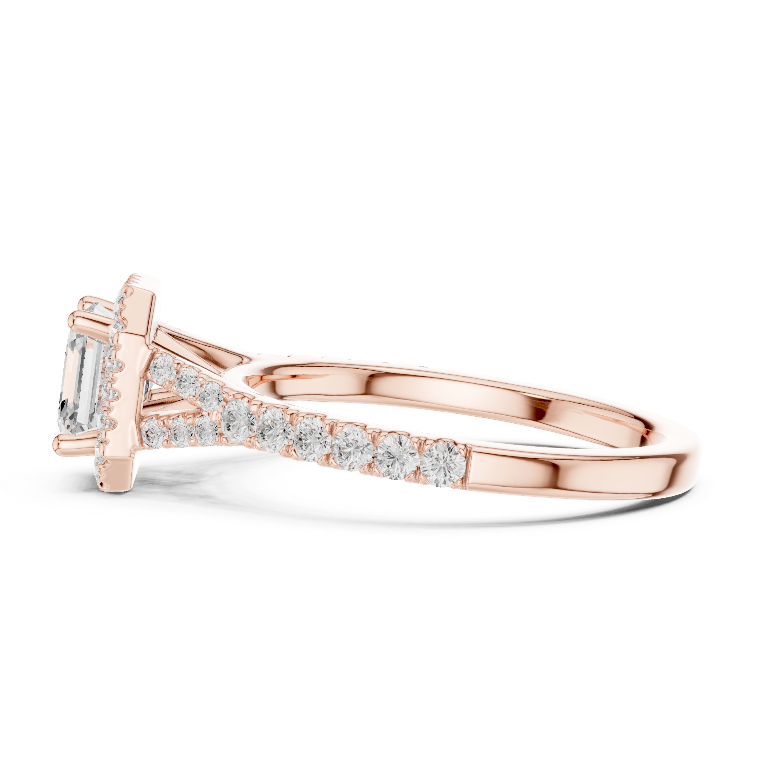 Vintage Asscher Cut Halo Engagement Ring with Pavé Band