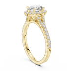 Oval Cut Halo Engagement Ring with Pavé Diamond Band