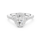 Oval Cut Halo Engagement Ring with Pavé Diamond Band