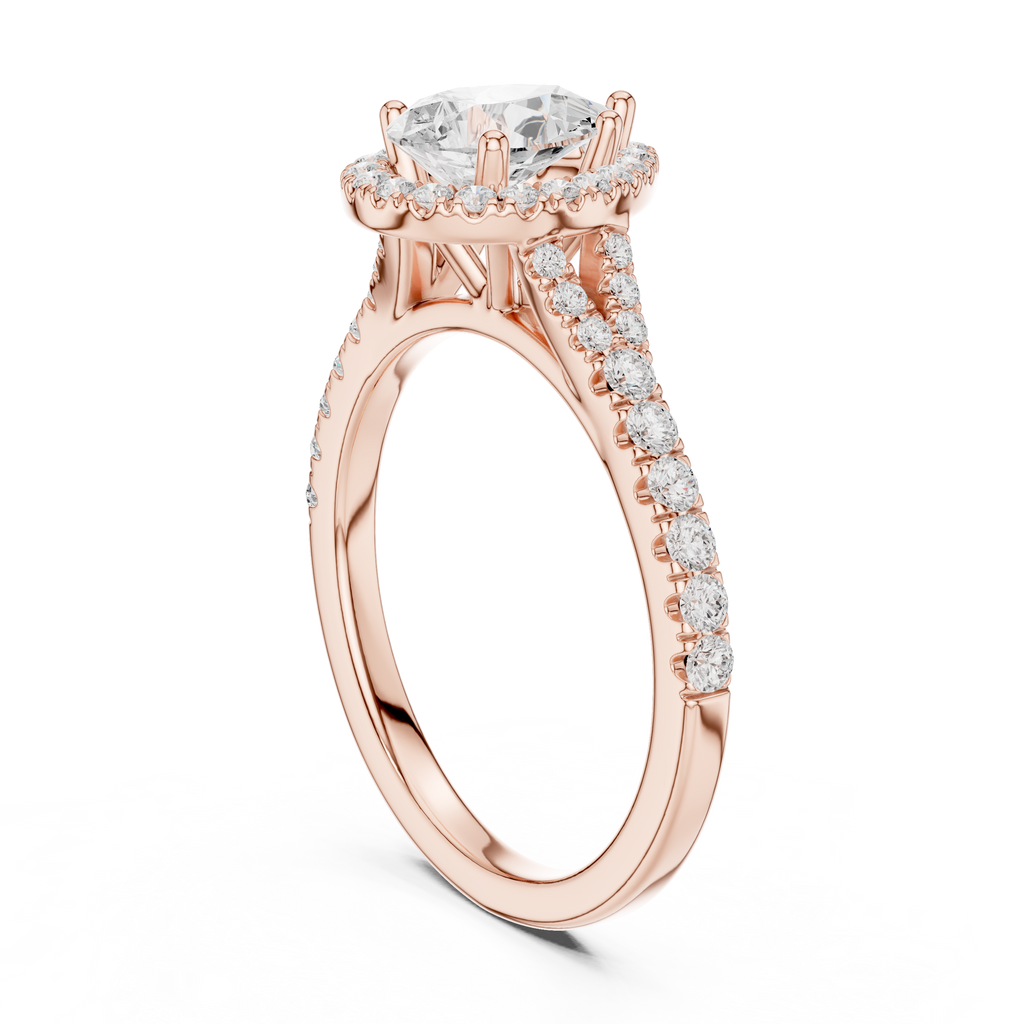 Pear Cut Halo Engagement Ring with Pavé Diamond Band