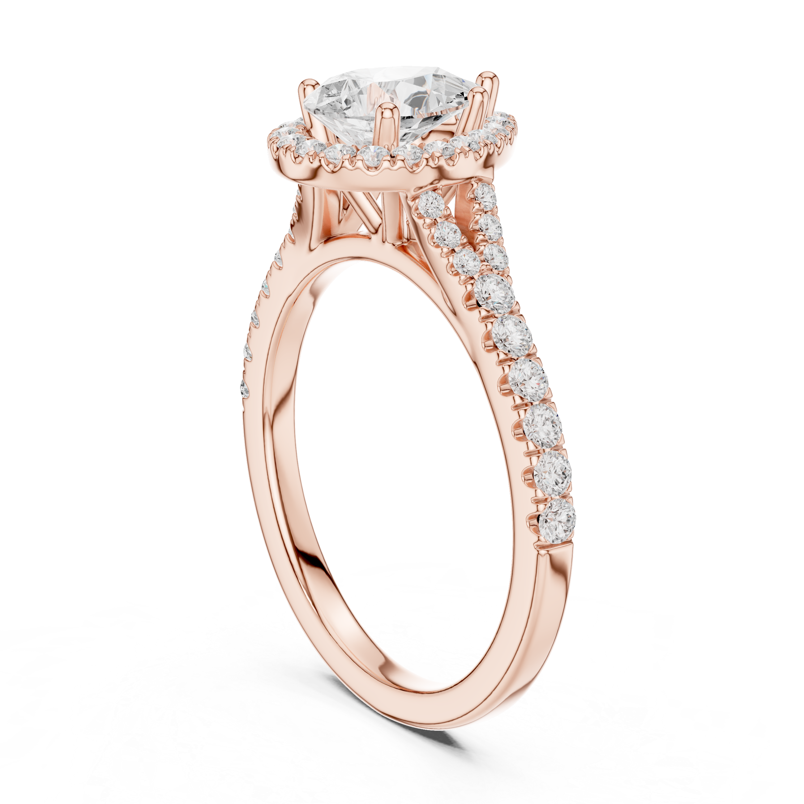 Pear Cut Halo Engagement Ring with Pavé Diamond Band