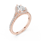 Pear Cut Halo Engagement Ring with Pavé Diamond Band