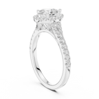 Pear Cut Halo Engagement Ring with Pavé Diamond Band