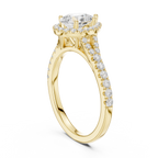 Pear Cut Halo Engagement Ring with Pavé Diamond Band