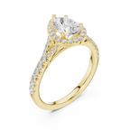 Pear Cut Halo Engagement Ring with Pavé Diamond Band